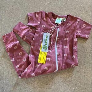 PARADE Essential Basics 2-Way Zip Baby Romper Short Sleeve rainbows 12 - 18 mos